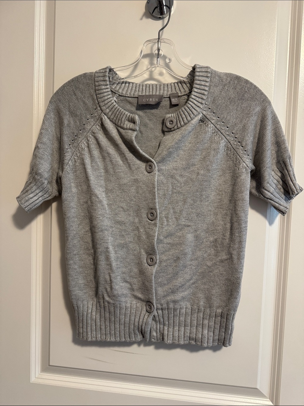 Cyrus Short-Sleeve Button Cardigan in Gray